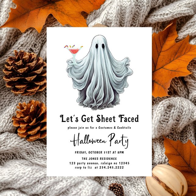 Let's Get Sheet Faced Adult Halloween Party Invitation (Creator Uploaded)