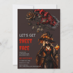 Let's Get Sheet Faced Floral Halloween Party Invitation