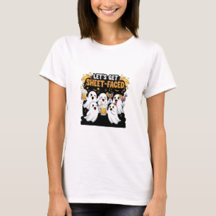 Let's Get Sheet-Faced Funny Ghost Halloween T-Shirt