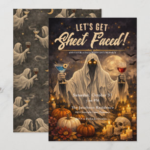 Let's Get Sheet Faced Halloween Costume Party Invitation