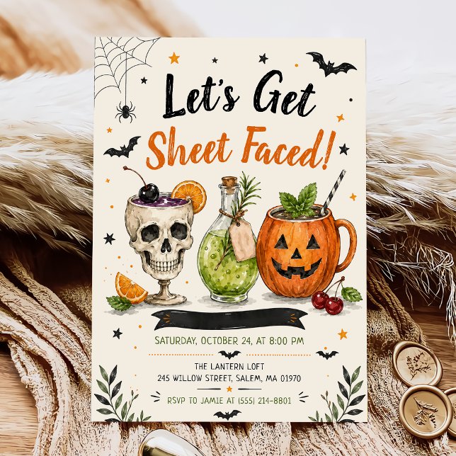Let's Get Sheet Faced Halloween Party Invitation (Creator Uploaded)