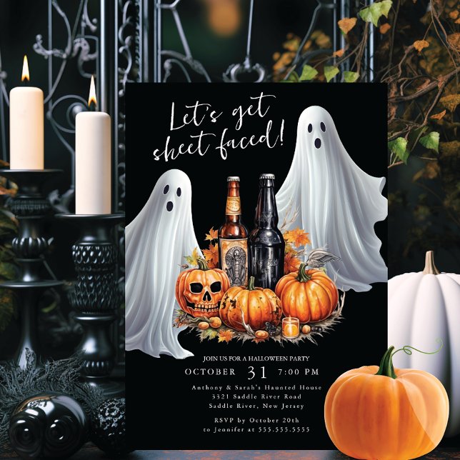 Let's Get Sheet Faced Halloween Party Invitation (Creator Uploaded)
