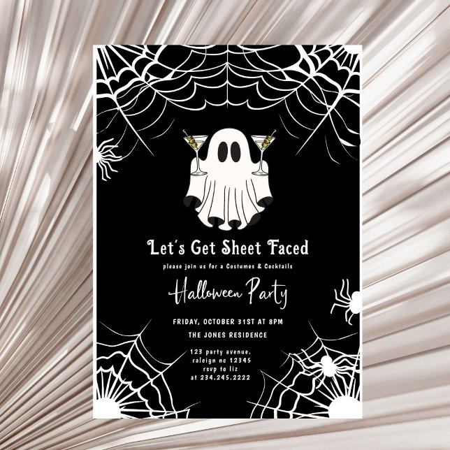 Let's Get Sheet Faced Martini Halloween Party Invitation (Creator Uploaded)