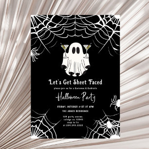 Let's Get Sheet Faced Martini Halloween Party Invitation