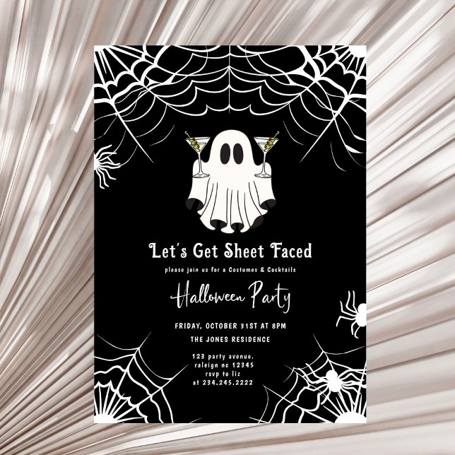 Let's Get Sheet Faced Martini Halloween Party Invitation (Creator Uploaded)