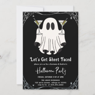 Let's Get Sheet Faced Martini Halloween Party Invitation