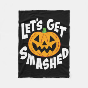 Let's Get Smashed Fun Halloween Pumpkin Smile Octo Fleece Blanket