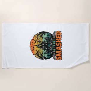 Lets Get Smashed Halloween Haunted House Sunset Ba Beach Towel