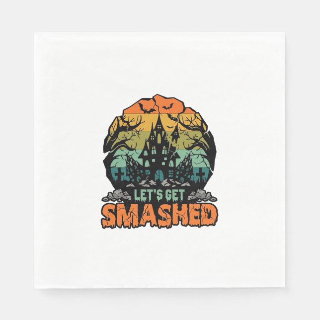 Lets Get Smashed Halloween Haunted House Sunset Ba Napkin (Front)