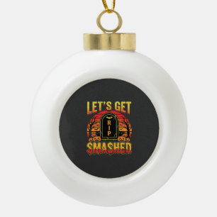 Lets Get Smashed Halloween Pumpkin Graveyard Ceramic Ball Christmas Ornament