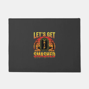 Lets Get Smashed Halloween Pumpkin Graveyard Doormat