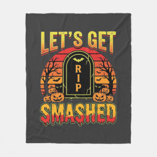 Lets Get Smashed Halloween Pumpkin Graveyard Fleece Blanket