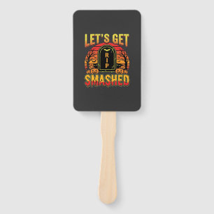 Lets Get Smashed Halloween Pumpkin Graveyard Hand Fan