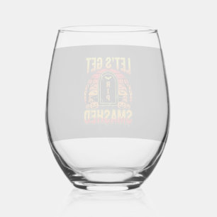 Lets Get Smashed Halloween Pumpkin Graveyard Stemless Wine Glass