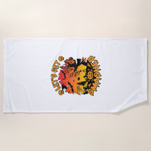 Lets Get Smashed Halloween Pumpkin Spooky Tree Bat Beach Towel