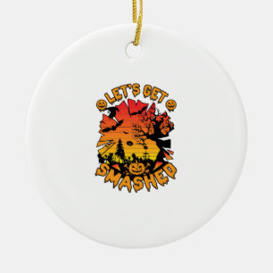 Lets Get Smashed Halloween Pumpkin Spooky Tree Bat Ceramic Tree Decoration