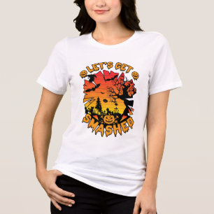 Lets Get Smashed Halloween Pumpkin Spooky Tree Bat Tri-Blend Shirt