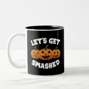 Lets Get Smashed Pumpkins Jack O Lantern Halloween Two-Tone Coffee Mug