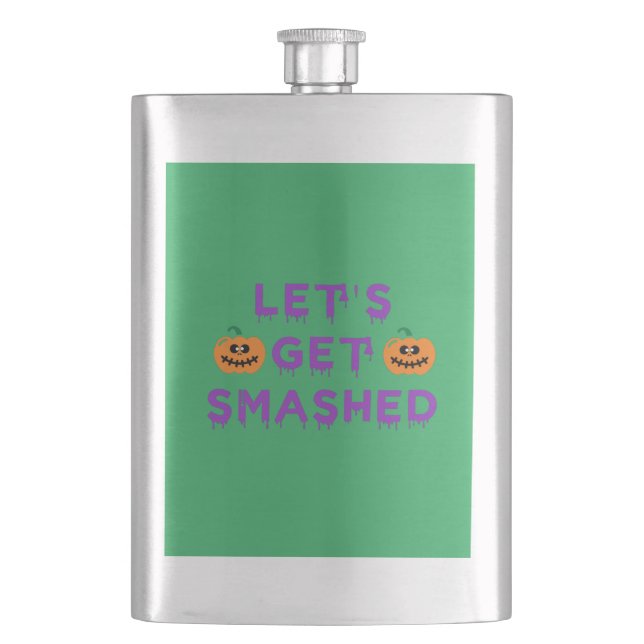 Let's Get Smashed (Pumpkins) Purple Hip Flask (Front)