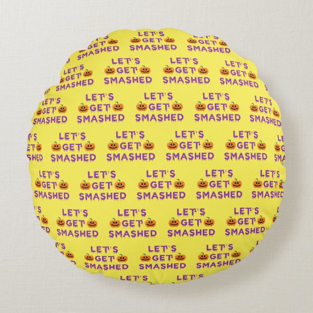 Let's Get Smashed (Pumpkins) Purple Round Cushion (Front)
