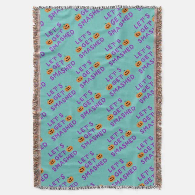 Let's Get Smashed (Pumpkins) Purple Throw Blanket (Front Vertical)