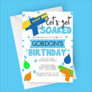 Let's Get Soaked Birthday Party Invitation