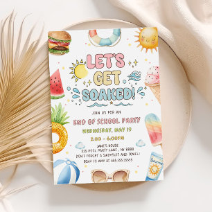 Let's Get Soaked, End of School Party Invitation