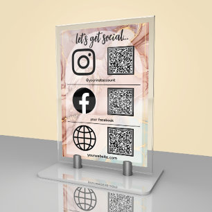 Let's Get Social Business   QR Code Table Card