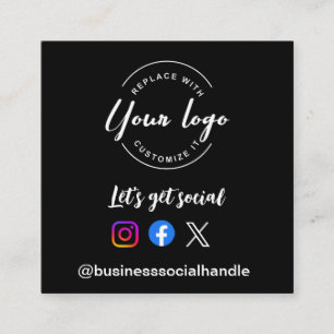 Let's get social Icons Connect Social Handle Square Business Card