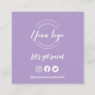 Let's get social logo icons website QR code purple Square Business Card