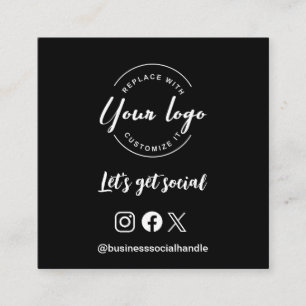 Let's get social logo Social Media website QR code Square Business Card
