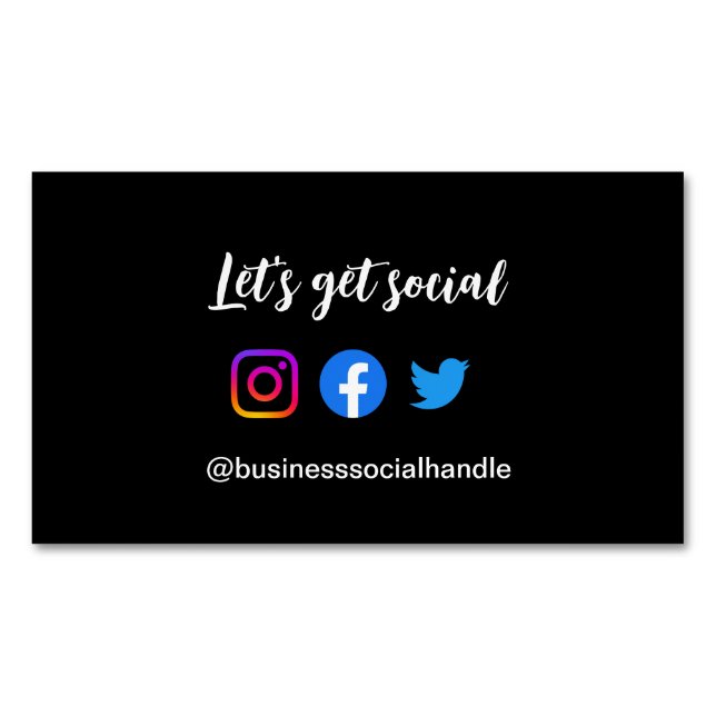 Let's Get Social Media Business social handle Magnetic Business Card (Front)