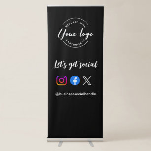 Let's Get Social Media Icons Custom logo Retractable Banner