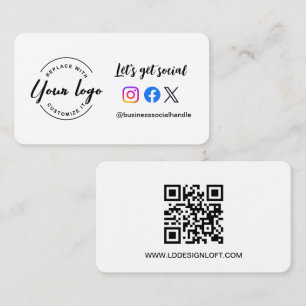 Let's Get Social Media QR code website Custom logo Business Card
