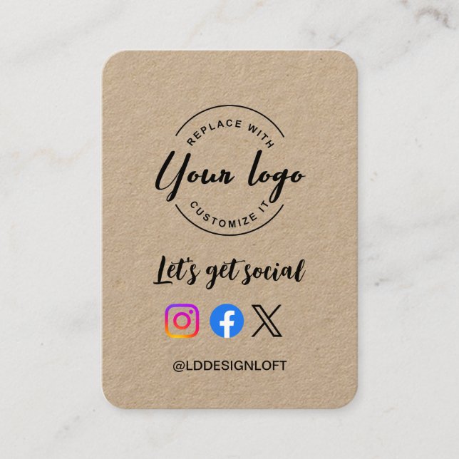 Let's Get Social Media QR code website Custom logo Business Card (Front)