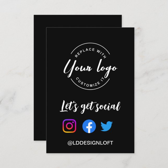 Let's Get Social Media QR code website Custom logo Invitation (Front/Back)