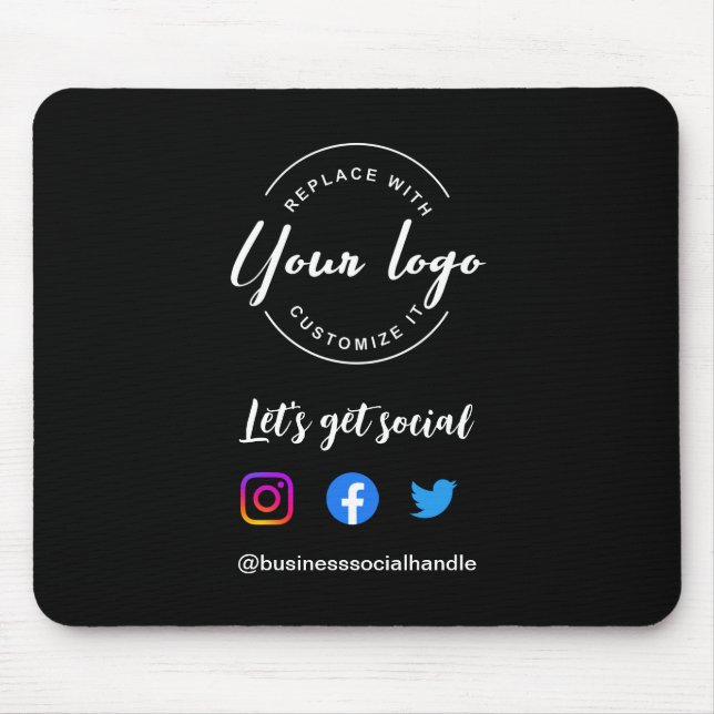 Let's Get Social Media website Custom logo Mouse Mat (Front)