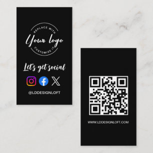 Let's Get Social Media website Custom logo QR code Business Card