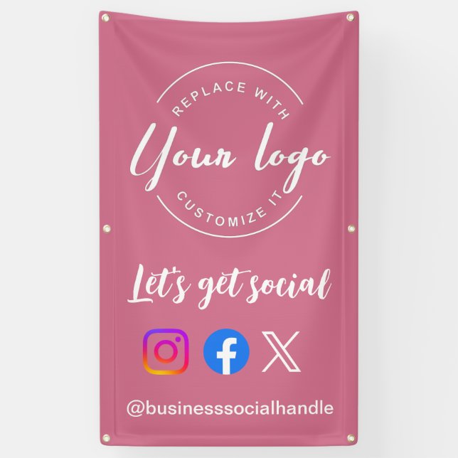 Let's Get Social Media website Custom pink Banner (Vertical)