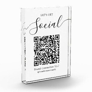 Let's Get Social QR Code Business Company Name Photo Block