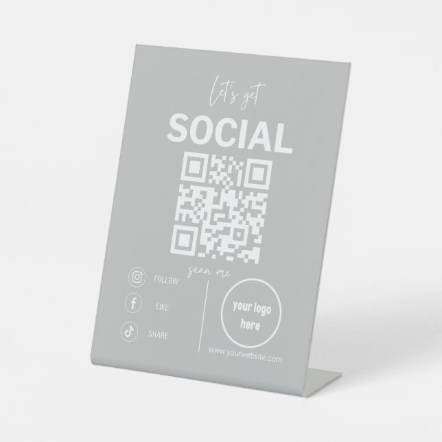 Lets Get Social QR Code Sign  (Front)