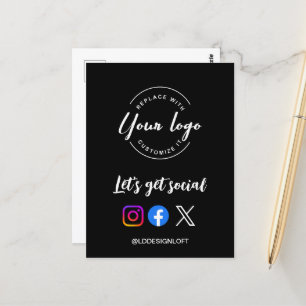 Let's get social QR code website promotional  Postcard