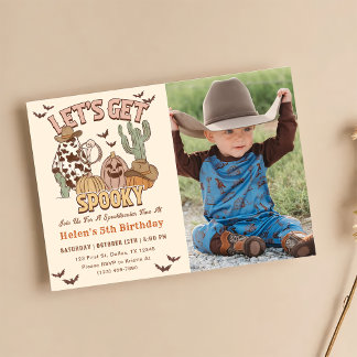 Let's Get Spooky 5th Birthday Western Party Photo Invitation