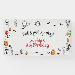 Let's get spooky! Creepy monsters kids birthday Banner