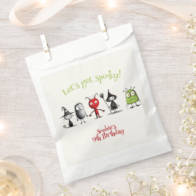 Let's get spooky! Creepy monsters kids birthday Favour Bags (Clipped)