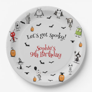 Let's get spooky! Creepy monsters kids birthday Paper Plate
