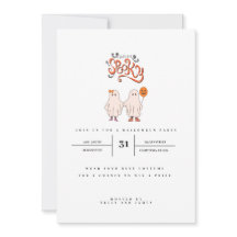 Lets get spooky cute ghost halloween  invitation