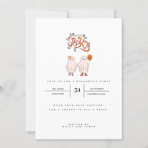 Lets get spooky cute ghost halloween  invitation
