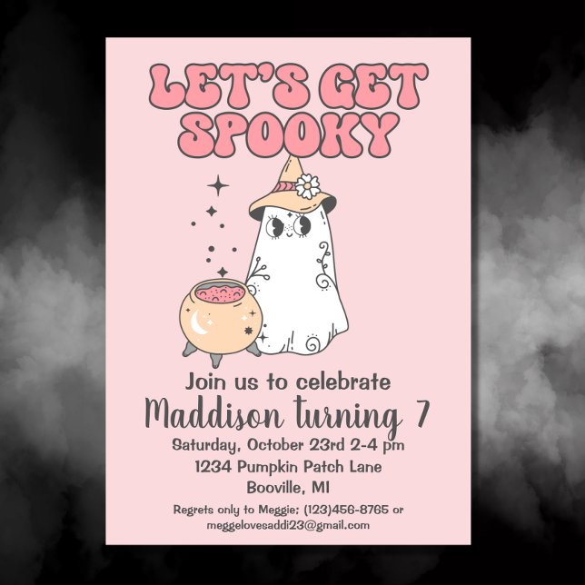 Let's Get Spooky Cute Groovy Halloween Birthday Invitation (Creator Uploaded)