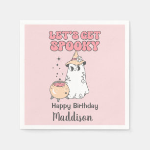 Let's Get Spooky Cute Groovy Halloween Birthday Napkin